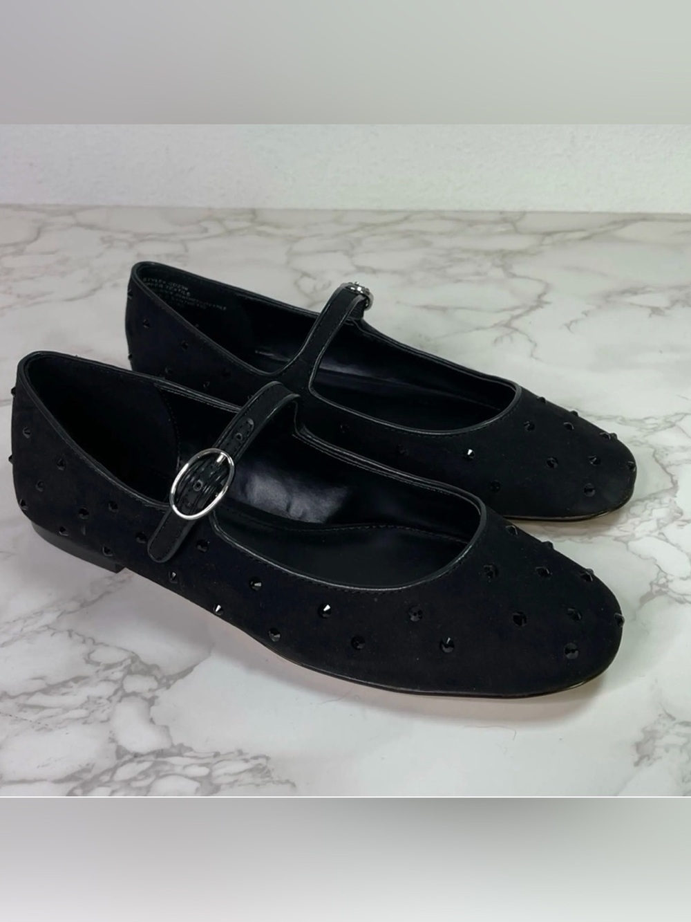 J. Crew Black Studded Mary Jane Flats